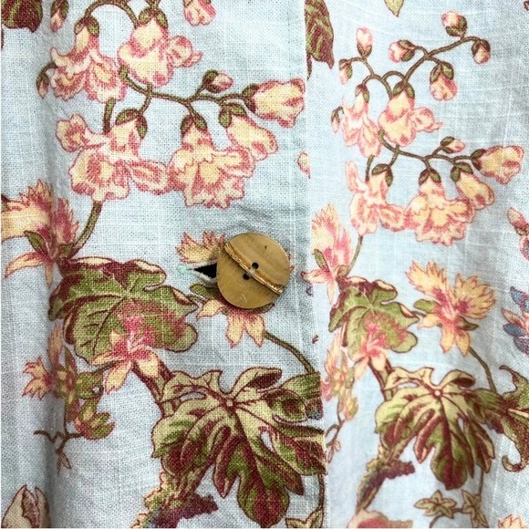 Vintage Painted Pony Linen Jacket Floral Blue Artsy Boho Button Front Top L Y2K - Picture 5 of 9